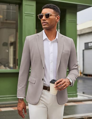 Image of COOFANDY Mens Casual Blazer Knit Sport Coat Lightweight Two Button Suit Jacket