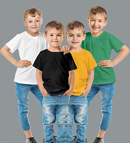 Image of Hangout Hub HH87 Tshirt for Boy's | Regular Fit | Super Combed Cotton Kids T-Shirt | Solid Plain Tees | Round Neck T Shirt | Half Sleeves |Pack of 2 | 3 | 4 | 5 |6