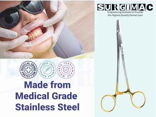 Image of SurgiMac 6.5 inch Locking Needle Holder Forceps - Crile-Wood Design for Medical, Ortho, and Veterinary Use - Stainless Steel Tool with Serrated Jaws