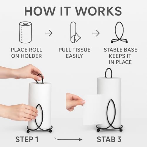 Image of Craft Expertise Tissue Paper Holder - Black Iron Toilet Paper Holder for Bathroom -Toilet Roll Holder & Organizer - Durable Toilet Tissue Rack (Length 4.5 x Width 4.5 x Height 9 Inches) (Napkin-V)