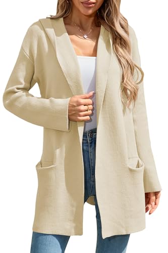 Image of Cakulo Womens Long Hooded Cardigan Sweaters Oversized Fall Cardigans 2025 Open Front Knit Sweater Coats Pockets