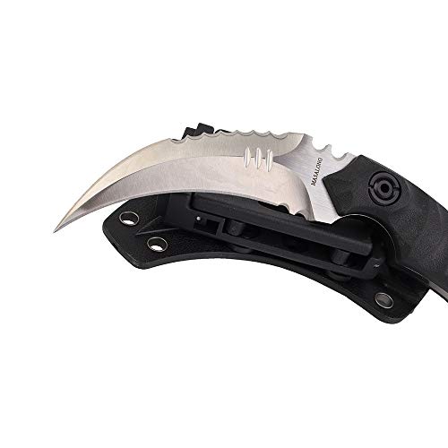 Image of MASALONG Outdoor Survival claw Tactical teeth Knife Double edged sharp Fixed Blade Knife With Sheath (5CR Sand light Black handle)