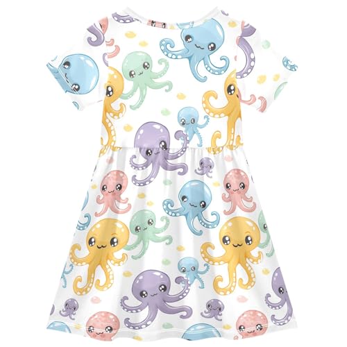 Cute Octopus Toddler Girls Dress Short Sleeve Casual Dresses 2T 202b53282