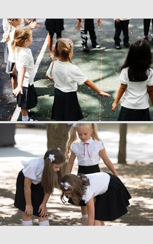 tanzdunsje Minirock für Mädchen Kinder, Stretch-Taille, lässiger, ausgestellter, Schlichter, plissierter Skaterrock (DE/NL/SE/PL, Alter, 10 Jahre, 12 Jahre, Regular, Schwarz)