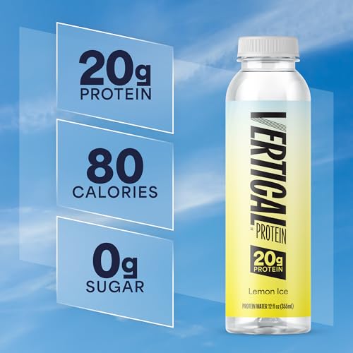 Image of Vertical Protein New Formula Lemon Ice Ready to Drink w / 20g of Whey Isolate, Clear Post Workout Recovery Drinks, No Artificial Sweeteners, Low Calorie, Pack of 12 Protein Water Drinks