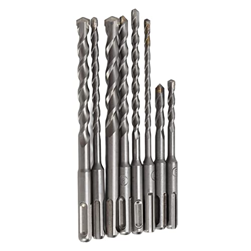 8Pcs Hammer Drill Bit Carbide Tip 2 Flute Drilling Tool Set Kit for Concrete