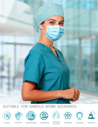 Image of Kousenpu Scrub Caps for Women, Adjustable Women's Surgical Cap with Buttons, Breathable Cute Design for Nurses and Doctors