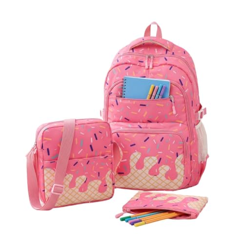 Mochila Para Escola Bolsa Escolar Com Compartimento De Sorvete Estético