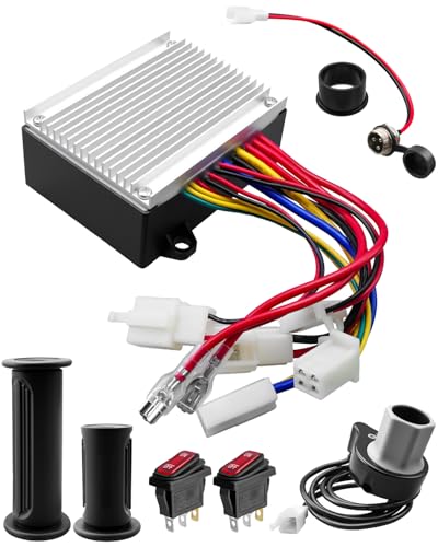 WUMZIJ 24V Controller and Throttle with Charger Port Handlebar Grips Fit for Razor E200 E300 MX350 (V33+) SUV E300 (V13+) E200 (V13+) Control Module Parts