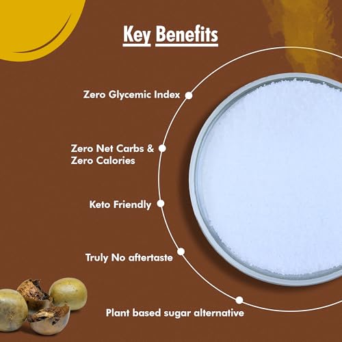 Image of iZaG Monk Fruit Natural Sweetener Crystals (200g) | Zero Calorie Sugar Alternative | Keto & Diabetic Friendly | 1:1 Sugar Replacement | For Tea, Coffee, Cooking & Baking