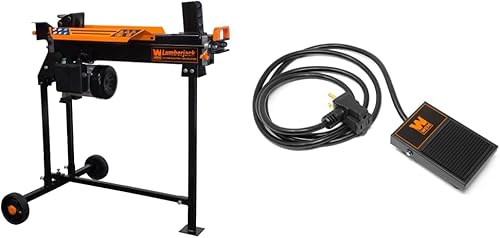 WEN 56208 Divisor eléctrico de troncos de 6.5 toneladas con soporte y WA0392 120V 15 Amp Interruptor de pedal de pie de potencia momentánea para