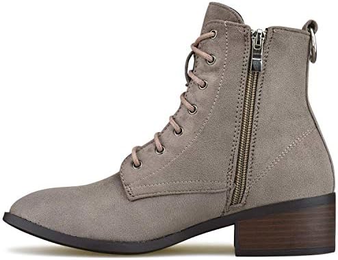 Women Ankle Boots Low Heel Fashion Bootie Lace Up Casual Shoes FK04 (Taupe-01, numeric_8_point_5) | Image 3