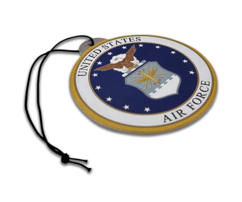 Image of Elektroplate US Air Force Crest Car Air Freshener 6-Pack | Officially Licensed, Long-Lasting Glacial Strike Scent, Vivid USAF Graphics, Versatile Hanging Design