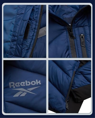 Image of Reebok Boys Puffer Jacket - Heavyweight Quilted Wind & Water Resistant Boys Winter Coat - Insulated Bubble Kids Winter Jacket