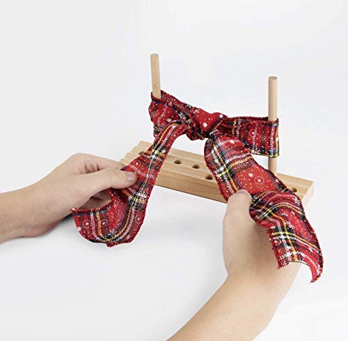 ISTOYO Christmas Bow-Making Kit (Pompom Bow Maker + 2 Rolls of Ribbon)