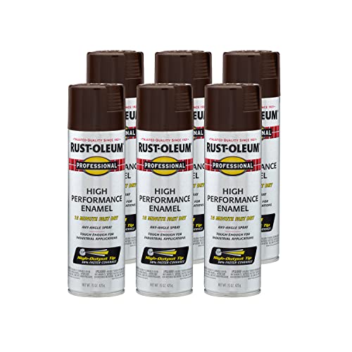 Image of Rust-Oleum 7548838-6PK Professional High Performance Enamel Spray Paint, 15 oz, Gloss Dark Brown, 6 Pack