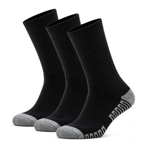 Mens Diabetic Socks 3 Pairs Non-Binding Extra Wide Top Cotton Rich Crew Socks for Swollen Feet Sensitive Feet & Neuropathy Comfort Breathable Full Cushioned Soft Stretch Socks UK 9-12 (Black)