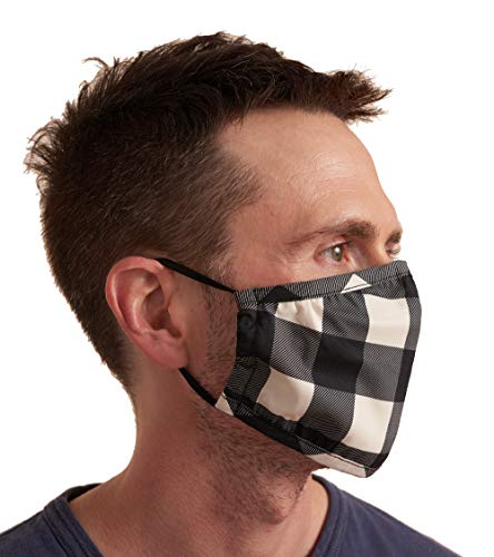 Little Blue House By Hatley Double Layer Face Mask with Ear Elastic Écharpe Tendance, Cream Buffalo Plaid, Taille Unique Mixte