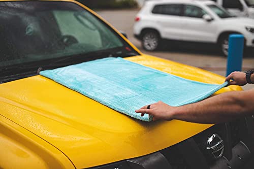 Image of Auto Hub Microfiber Car Cleaning Cloth and Wash Mitt Kit - Includes Ultra Soft 1200 GSM Extra Large (60x40 CM) Microfiber Cloth for Car and Dual Sided Chenille Microfiber Wash Mitt 1700 GSM