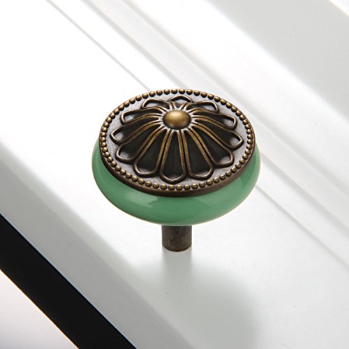 Marstree Corasays Antique Bronze Ceramic Drawer Cupboard Pulls Handles Wardrobe Drawer Cabinet Door Kitchen Knobs And Handles, Pack Of 6 (Green) #TOP1