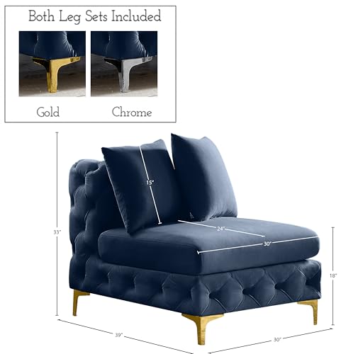 Sillón sin brazos Terciopelo Azul marino miniatura 3