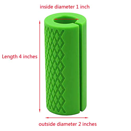 Fat Grips-Barbell Thick Bar Grips for Weightlifting 1 inch-Dumbbell Handles Stress Relieve Pair Alpha Grip Hand Protector Pull up Tape Arm Blaster Adapter for Sports Workout Rack Ergonomic. (Green)