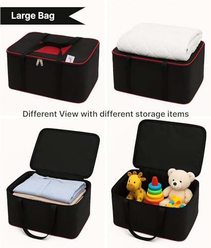 Image of Lazer Underbed Storage Bag Pack of 2, Large Capacity Clothes Organizer with Zipper & Handles, Moisture Proof Foldable Storage Bag for Blanket, Saree & Wardrobe (54 x 46 x 28 cm)