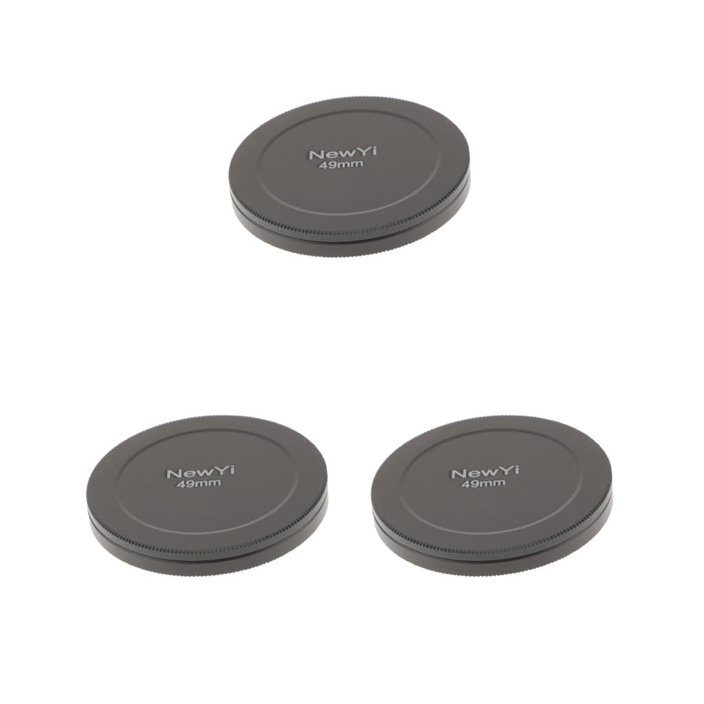Lot de 3 capuchons de protection en métal pour filtre d'objectif d'appareil photo 49 mm Noir