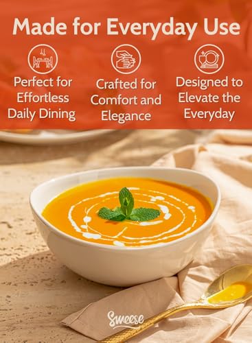 image for Sweese 7 Inch Porcelain 28 oz Bowls Set of 6, for Soup | Cereal | Past