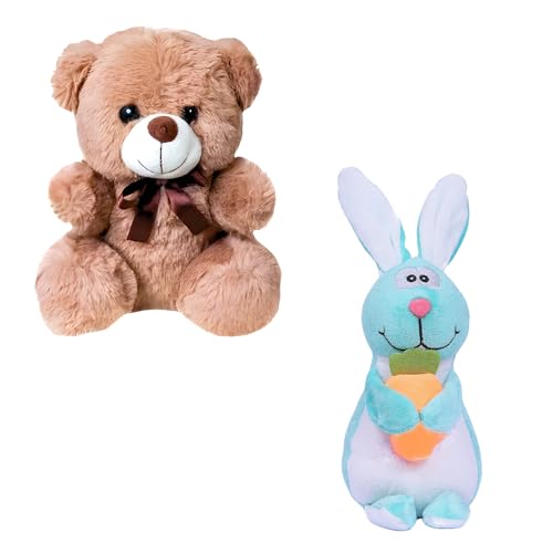 Image of TOYTALES Soft Toy Combo Pack Teddy Bear & Bunny Plush Stuffed Animals for Kids, Huggable Cuddly Soft Toys for Girls & Boys, Birthday & Baby Gift Set (Pack of 2)