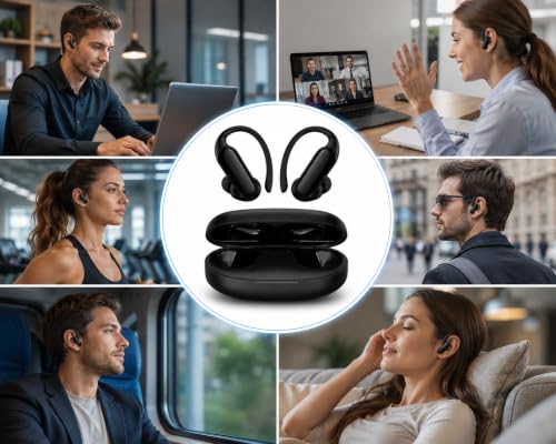 Image of J20 Wireless Bluetooth Earbuds, ENC Noise Cancellation, Ear-Lock Sports Design, 45H Playtime, Bluetooth 5.3, Touch Control, Fast Charging, IPX5 Water Resistant, White