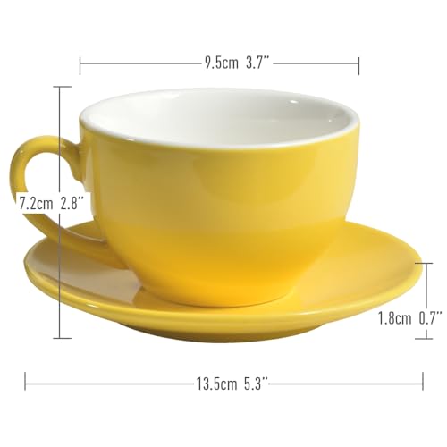 ionEgg Porcelain Coffee Cup with Saucer 220ml for Cappuccino, Latte and Tea, Yellow - Image 3