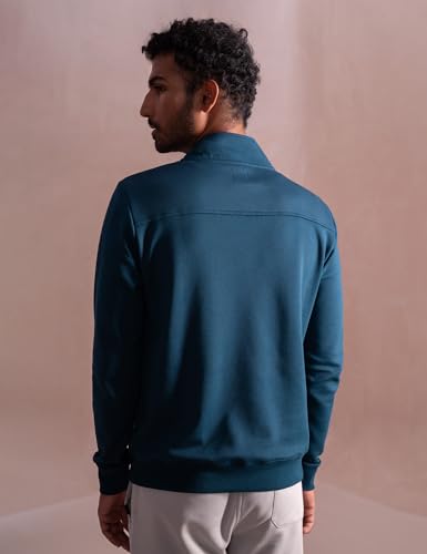 Image of DAMENSCH Mens Solid Regular Fit Microfibre Elastane Full Sleeve Half Zip Statement Elemental Sweatshirt Comfortable Casual Wear Half-Zip Sweatshirt