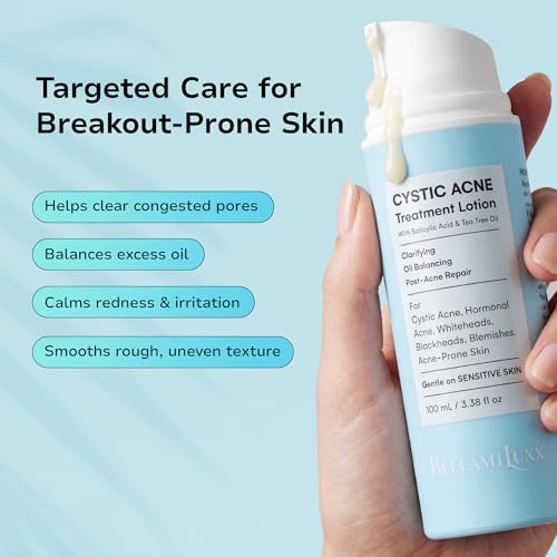 Image of BellamiLuxx Cystic Acne Treatment for Face: Hormonal Acne Treatment Cream for Teens & Adults - Salicylic Acid & Tea Tree Oil Pimple Spot Remover - Anti-Acne Moisturizer Reduces Redness, Blemishes