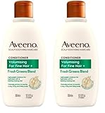 Aveeno Volumising For Fine Hair + Fresh Greens Blend Scalp Soothing Oat Conditioner 300ml (Pack of 2)