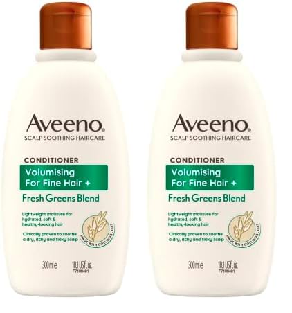 Aveeno Volumising For Fine Hair + Fresh Greens Blend Scalp Soothing Oat Conditioner 300ml (Pack of 2)