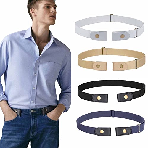Image of WERFORU 4 Pack No Buckle Show Belt for Men Buckle Free Stretch Belt for Jeans Pants 1.38 Inches Wide
