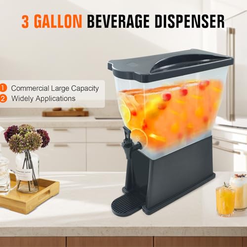Image of Hakka 3 Gallon Drink Dispenser, Commercial Juice Beverage Water Dispenser for Parties 11L Tank with Spigot Catering Supplies for Cold Water Tea Milk