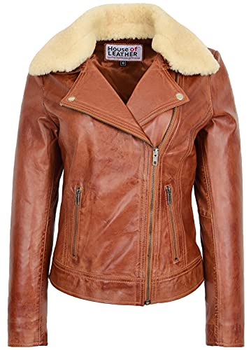 Veste de motard en cuir véritable Lauren : l'élégance intemporelle au féminin