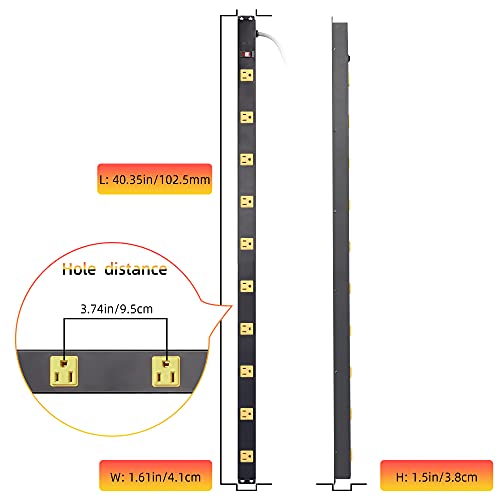 Image of 10-Outlet Heavy Duty Power Strip Surge Protector Metal Long Extension Cord 6-Foot, Black(1000J)