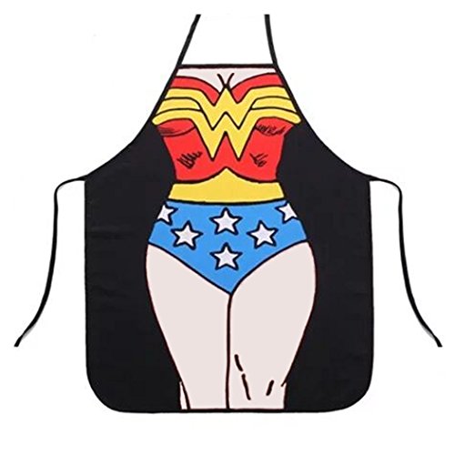 si ying Adjustable Bib Apron with Pocket Comic Characters Adjustable Bib Apron with Pocket, Character Apron (Supeworman)