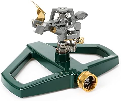 STYDDI Pulsating Impact Sprinkler with Metal Base, Heavy Duty Adjustable Circular Zinc Pulsator Sprinkler for Lawn, Yard and Grass Irrigation