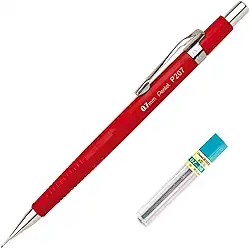 Lapiseira Pentel Sharp P200 0.7Mm Vermelho Vivo + Grafites, Pentel, Sm/P207-Frm, Vermelho Vivo