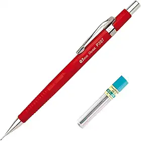 Lapiseira Pentel Sharp P200 0.7Mm Vermelho Vivo + Grafites, Pentel, Sm/P207-Frm, Vermelho Vivo