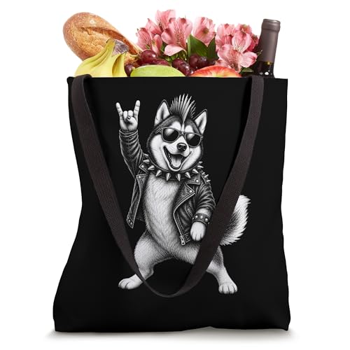 Bolsa Tote para amantes de perros Husky Punk Rock miniatura 4