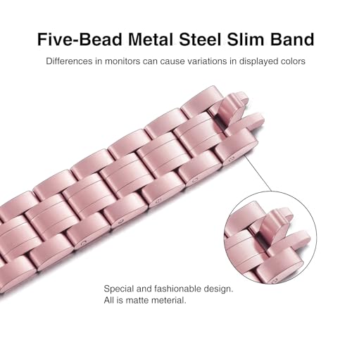 Image of STIROLL Thin Replacement Band Compatible for Apple Watch 49mm 46mm 45mm 44mm 42mm(Series 3 2 1), Stainless Steel Metal Wristband Women Men for iWatch Ultra SE Series 11 10 9 8 7 6 5 4, Rose Pink