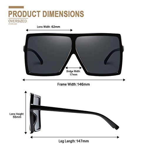 Oversized Square Sunglasses Womens Trendy Flat Top Shades Sunglasses for Women Men Large Fashion UV Protection4