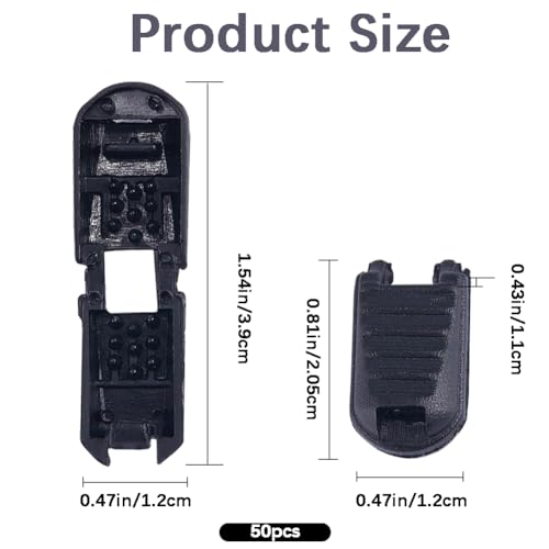 GORGECRAFT 1 Box 50Pcs Zipper Pull Cord Lock End Tabs Zip Rope Clip Buckle Tips Plastic Zipper Cords Stopper String Caps for Backpack Clips Quick No Tied Shoelace Running Shoe DIY Replacement(Black) - Image 2