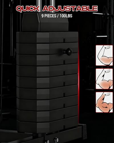 Home Gym Machine with 100LB Weight Stack, Multifunctional Full Body Workout Station for LAT Pulldown, Chest Press, Leg Extension & Strength Training, Compact Fitness Equipment for Home Use - Image 5