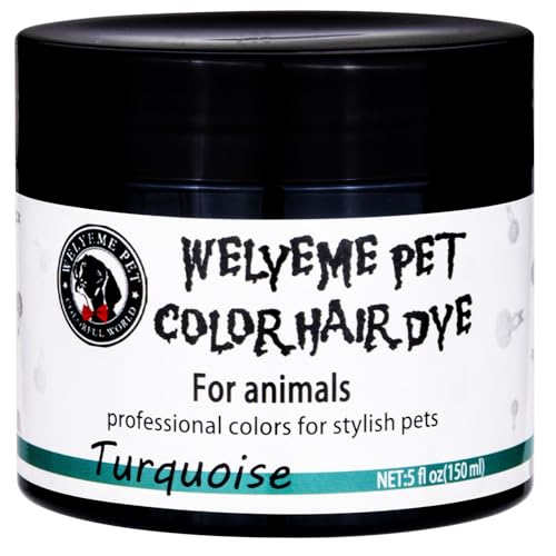 WELYEME Dog Hair Dye, Permanent Pet Hair Dye, Professional Dog Safe Hair Dye, Bright Color for Dogs and Horses(Turquoise-2)